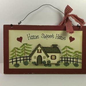 Decoratief bord - Home Sweet Home met rode kader