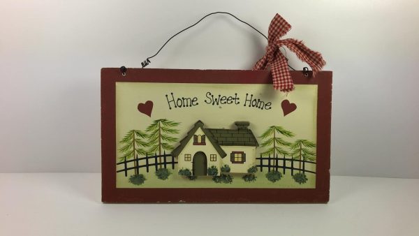 Decoratief bord - Home Sweet Home met rode kader