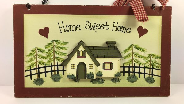 Decoratief bord - Home Sweet Home met rode kader